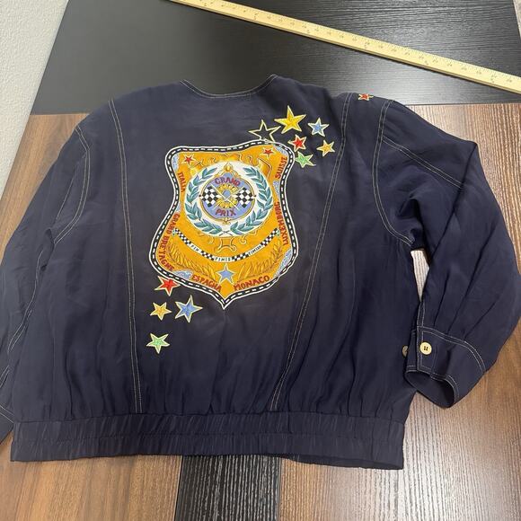 Vintage Sandra Roth Ciao Sport 100% Silk Jacket colorful embroidery Grand Prix 8 - Picture 6 of 8